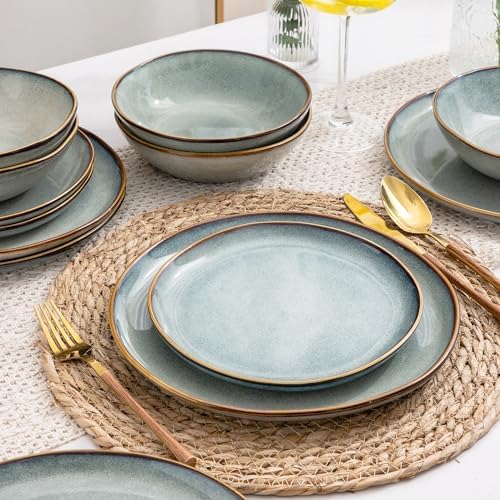 AmorArc Ceramic Dinnerware Sets for 4, 12Pcs Plates and Bowls Sets Dishes - Image 4