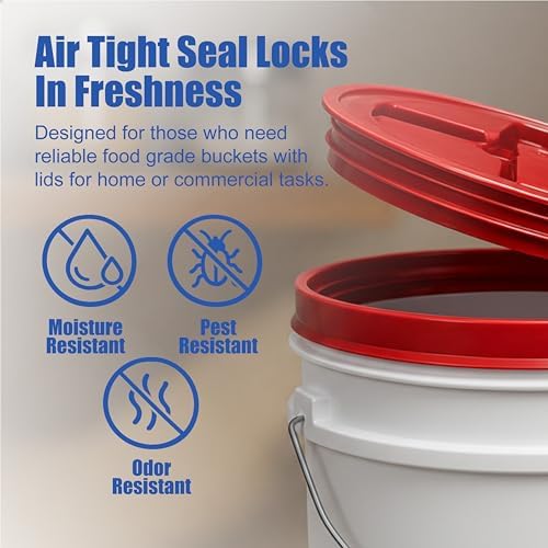 ePackageSupply 3.5 Gallon Bucket, Food-Grade w/Lid, BPA-Free, Red, 3 Packs - Image 5