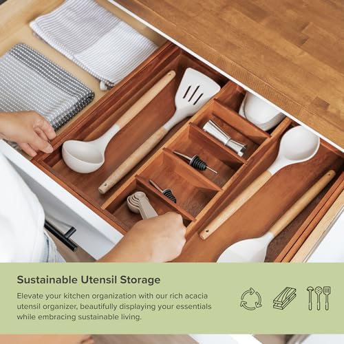 KitchenEdge Utensil & Junk Drawer Organizer, 18.5-33 in, Acacia - Image 5