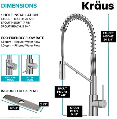 KRAUS Oletto 2-in-1 Commercial Style Pull-Down Single Handle Water Filter Kitchen Faucet for Reverse Osmosis or Water Filtration System in Spot-Free Stainless Steel, KFF-2631SFS - Image 6