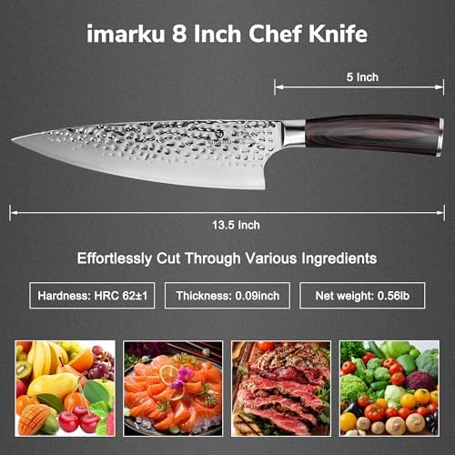 imarku 8 Inch Hammered Japanese Chef Knife,Powder Steel Edge Kitchen Knife - Image 2