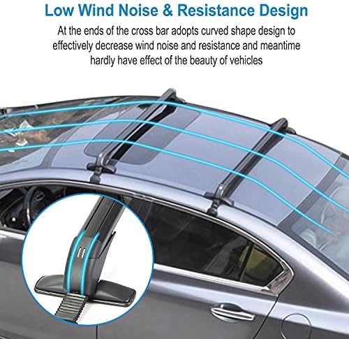 2Pcs Universal Roof Rack Cross Bars for Bare Roof, 43" Aluminum Lockable Car Top Crossbars w/Anti-Theft Lock, 165 lbs Load for Kayak Bike Cargo Carrier - Image 5