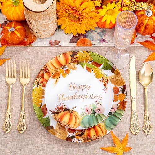 60PCS Thanksgiving Plastic Plates - Heavy Duty Fall Plastic Plate - Image 6