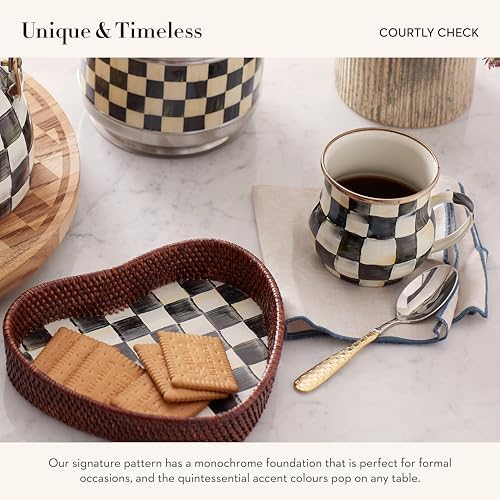 MACKENZIE-CHILDS Enamel Mug Set, Black-and-White Courtly Check - Image 3