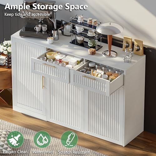 Double 13 Gallon Pull Out Trash Can Cabinet with Storage Cabinet,White - Image 4