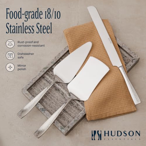 Hudson Essentials Hammered 18/10 Stainless Steel Hostess Serving Utensil Set, 8-Piece Set with Cake Knife, Cake Server and Lasagna Pie Server, Dishwasher Safe - Image 4