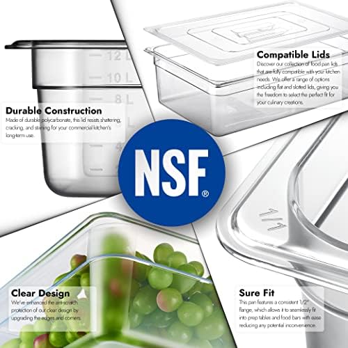 CURTA 6-Pack Full Size 6" Deep NSF Polycarbonate Food Pans | Dishwasher & Freezer Safe Clear Container for Prep Tables, Buffet, Salad Bar, Commercial & Home Kitchen - Image 5
