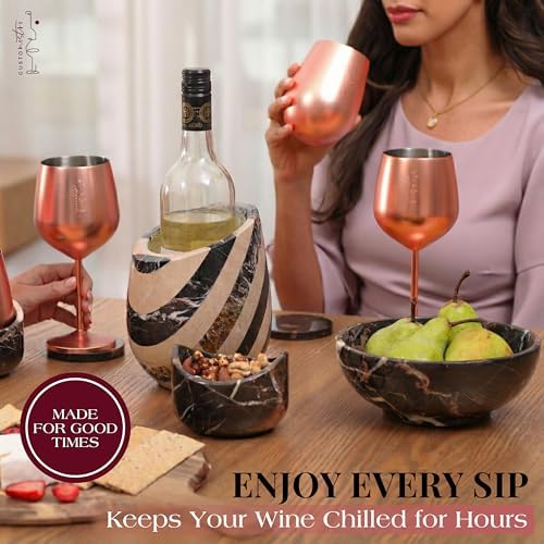 Gusto Nostro Marble Wine Chiller Bucket - 750ml Wine Bottle Cooler and Champagne Chiller for Party, Kitchen, Bar Cart Decor to Chill & Keep Bottles Cold - With Unique Wine Lovers Gift Box - Image 4