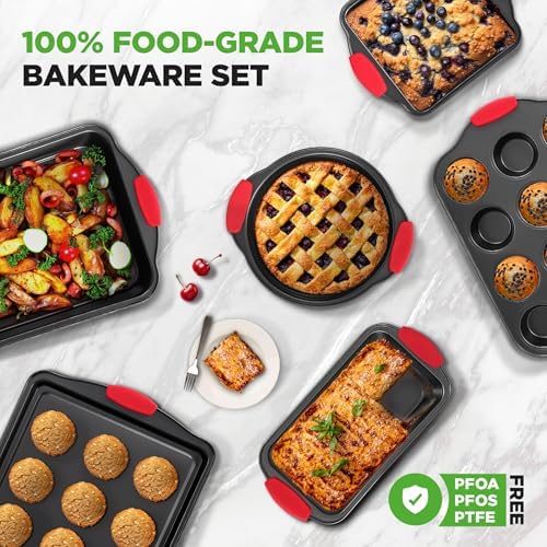 NutriChef Baking Pans Set - 6 Piece Bakeware with Nonstick Carbon Steel for Easy Release and Cleanup, Durable and Versatile Design, Includes Cookie Sheet, Loaf Pan, Muffin Tin & More - Image 5
