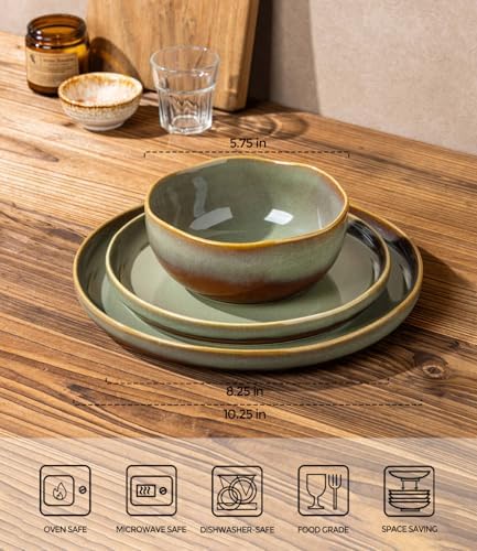 TheTerra Ceramic Dinnerware Set for 4, 12-Piece Plates and Bowls Set - Image 2