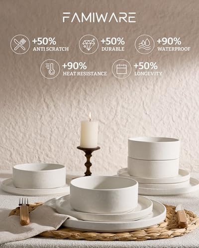 Famiware Nebula 16-Piece Stoneware Dinnerware Set with Pasta Bowls - Image 4