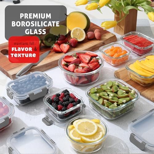 Nestl 48pc Glass Storage Containers with Lids, 24 Glass Food Storage Containers with 24 Airtight Lids for Pantry & Kitchen, Meal Prep Containers for Lunch, Oven Microwave & Dishwasher Safe, Cream - Image 2