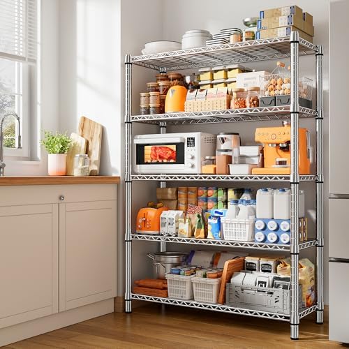 REIBII 5-Tier 1200LBS Metal Shelving, 71" H Adjustable Storage Shelf,Chrome - Image 3
