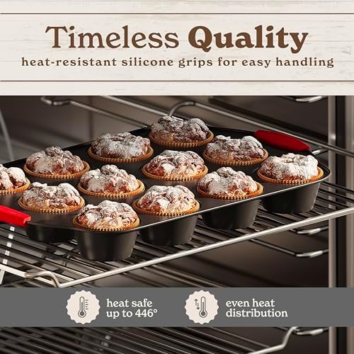 Country Kitchen Nonstick Stackable Bakeware Set - Heavy Duty, Durable, Easy Release Baking Set, Red, 10 Pcs - Image 5