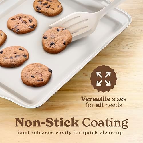 Country Kitchen Nonstick Stackable Bakeware Set - Heavy Duty, Durable, Easy Release Baking Set, Cream, 4 Pcs - Image 4