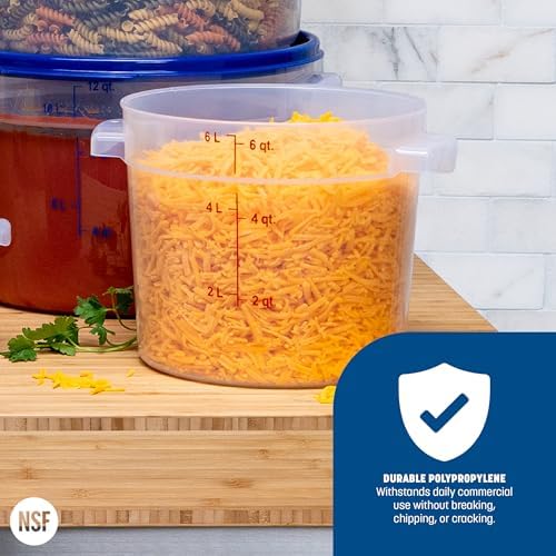 Carlisle FoodService Products Storplus Round Food Storage Container with Stackable Design for Catering, Buffets, Restaurants, Polypropylene (Pp), 6 Quart, Clear - Image 5
