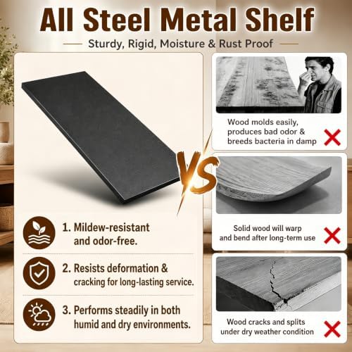 Metal Book Shelf Adjustable Heavy Duty Bookshelf with Tool-Free Assembly - Image 6
