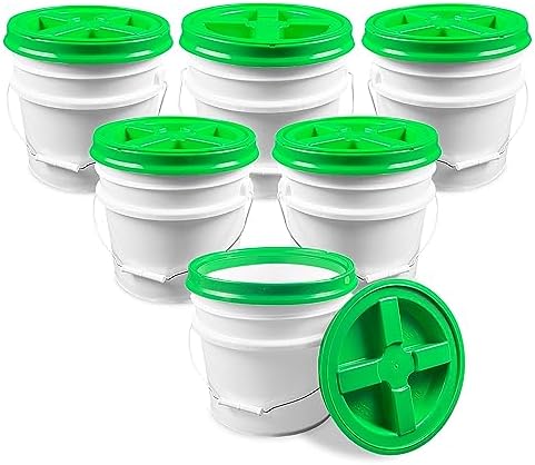 ePackageSupply 3.5 Gallon Bucket, Food-Grade w/Lid, BPA-Free, Green,6 Packs by ePackageSupply