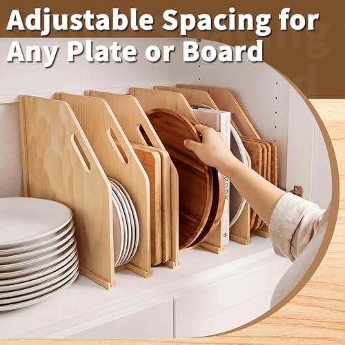 Nuanchu 6 Pack Wood Tray Dividers for Cabinet, Cookie Sheet Organizer - Image 3