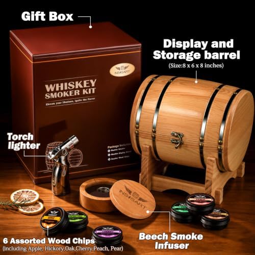 INSISART Whiskey Smoker Kit, Old fashioned Smoker Kit with Barrel, Natural - Image 5