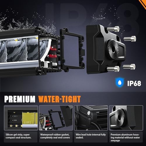 Nilight LED Light Bar with Amber DRL 2 PCS 15 W 5.3 Inch Single Row Light - Image 6