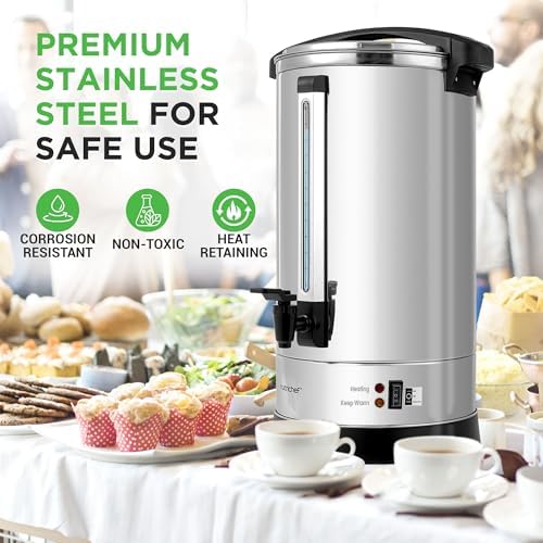 NutriChef Water Boiler and Hot Water Dispenser, 19L Electric Beverage Dispenser with Safety Lock Lid, Non-Drip Tap, Warm Function, Food Grade Stainless Steel, Home & Commercial Use, 19"x9"x9", Silver - Image 6