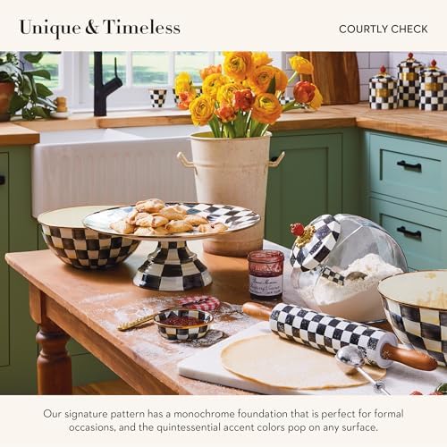 MACKENZIE-CHILDS Ceramic Rolling Pin, Black-and-White Courtly Check - Image 3