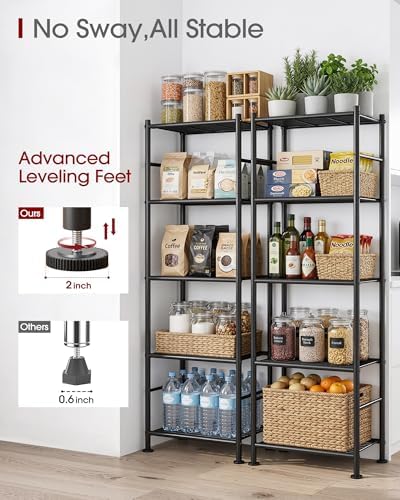 Sakugi 2-Pack 5-Tier Metal Storage Shelves, 18.4"x12.6"x57.4", Black - Image 6