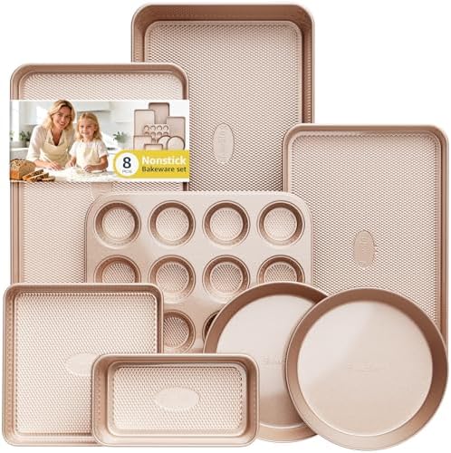 Baking Pans Set 8-Piece Bakeware Sets, Baking Sets for Nonstick Pan Set by SlowSLog