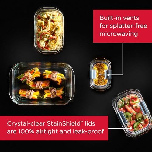 Rubbermaid Brilliance Glass Food Storage Containers, 8 Cup, Set of 2, BPA-Free, Leak-Proof, Clear - Image 2