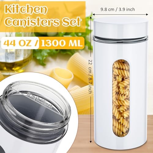 Mimorou 6 Pack 44 oz Airtight Stainless Steel Kitchen Canisters, White - Image 2