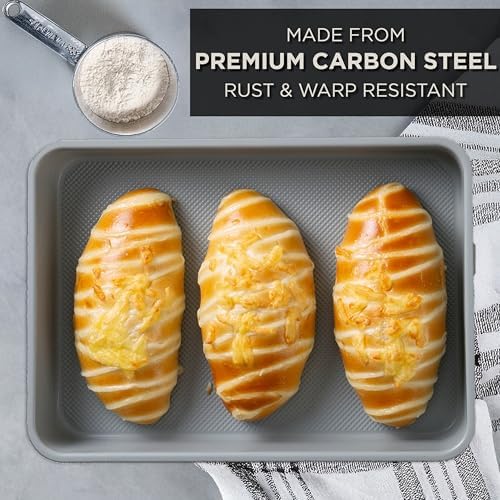 Country Kitchen Nonstick Stackable Bakeware Set - Durable, Easy Release Baking Set, Cream, 6 Pcs - Image 5