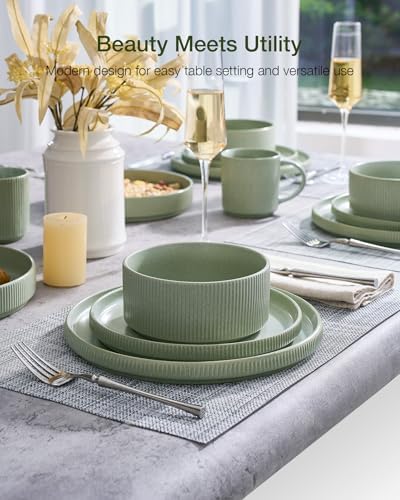 Famiware Star Stoneware Dinnerware Sets for 8, Reactive Glaze Plates, Bowls - Image 2
