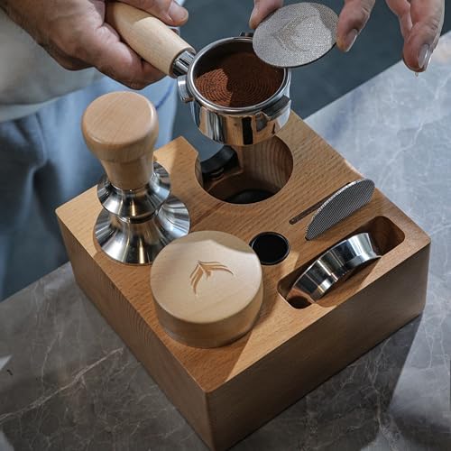 58mm Espresso Tamping Station Compact Portafilter Stand and Coffee Accessories Organizer for Espresso Machines with Tamper Holder, Distributor Slot, and Multi-Accessory Storage - Image 6