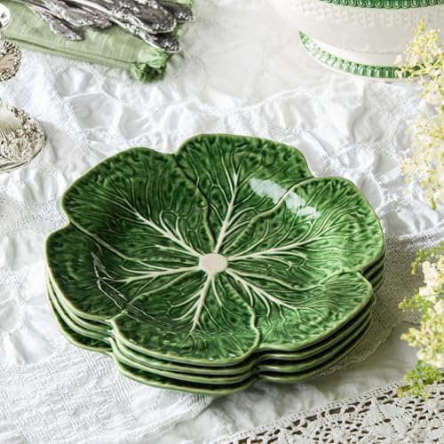 Le Jardin Green Cabbage Plates - Dinner, SET OF FOUR -11" Sculpted Green Stoneware Leaf Plates – Seasonal Garden-Inspired Tableware for Spring & Summer Dining and Entertaining - Image 4