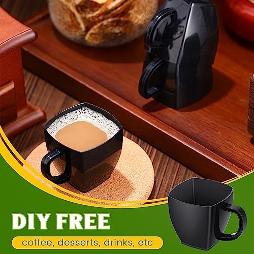 Amyhill 50 Pcs 5 oz Disposable Plastic Tea Cups with Handle, Black - Image 4