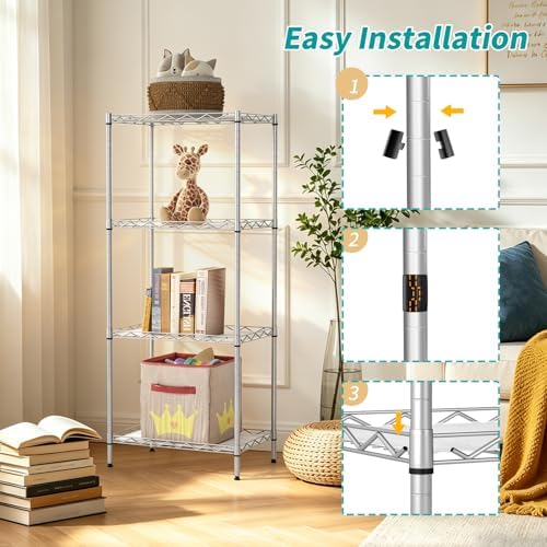 BestOffice | 4-Tier Wire Shelf | 12" x 18" x 44 | Chrome - Image 6