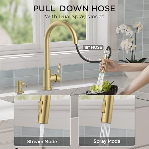 FORIOUS Gold Touch Kitchen Faucet with Pull Down Sprayer, Single Hole - Image 5
