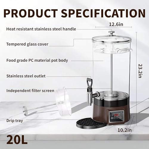 Commercial Coffee Urn Hot Beverage Dispenser Hot Chocolate Maker 19L 125Cup - Image 3