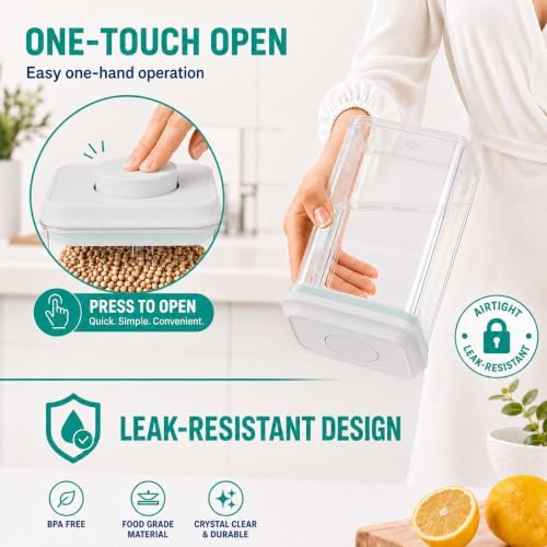 POP Airtight Flour-Rice Food-Storage Container - 4L/4.2Qt Jar with Lid(2Pc) and 3.3Oz Scoop(2Pc) | BPA-Free | Perfect for Storing Grains, pasta, Snacks | Stackable and Durable - Image 3