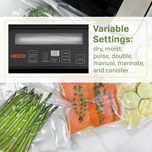 Nesco Deluxe Food VS-12 Vacuum Sealer, 130 Watts, Kit Bags & Viewing Lid, Compact, Silver - Image 6