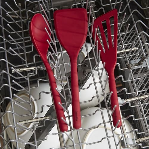GreenPan Silicone 7 Piece Cooking Utensil Set, Ladle, Turners, Spatula, Spoons, Whisk, Flexible Nonstick Kitchen Tools Rigid Steel Core, Heat-Resistant, Anti-Slip Handle BPA-Free Dishwasher Safe, Red - Image 5