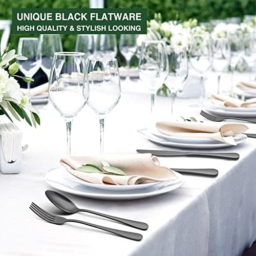 60-Piece Black Silverware Set with Organizer, AIVIKI Stainless Steel Flatware for 12, Cutlery Utensil Set for Home Restaurant, Tableware Includes Knife Fork Spoon Set, Mirror Polished - Image 6