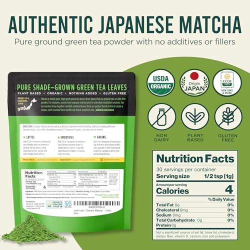 Jade Leaf Matcha Organic Culinary Grade Matcha Powder - Japanese Green tea for Baking, Smoothies, Lattes, and Skin Care, 30g / 1.06 Ounce (Pack of 3) - Image 2