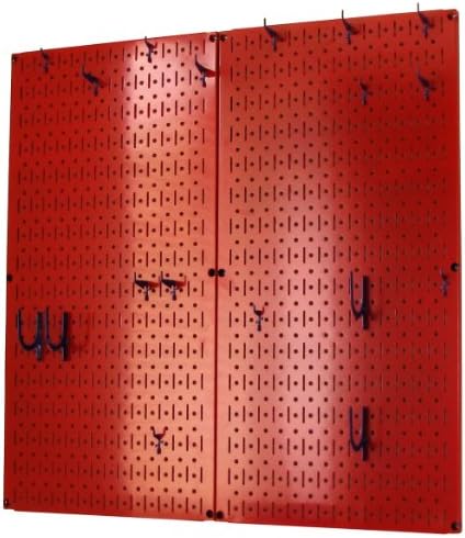 Wall Control Kitchen Pegboard Organizer Pots and Pans Storage Rack Organization Kit with Red Pegboard and Blue Accessories - Image 2