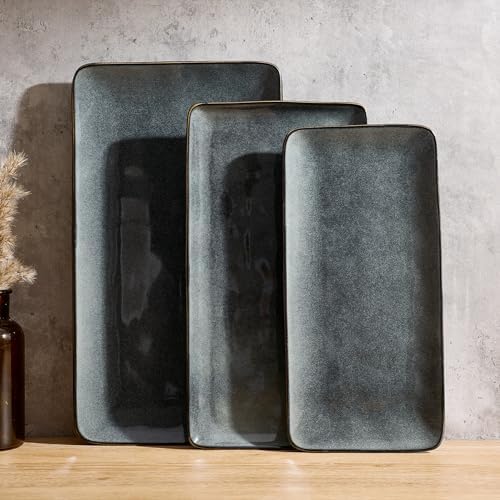 Famiware Serving Platters Set of 3 Sizes - Rectangular, Deep Forest by Famiware