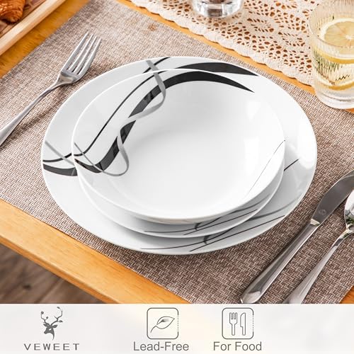 VEWEET Porcelain Dinnerware Sets for 6, 18 Piece Plates Bowls Set, FIONA - Image 4