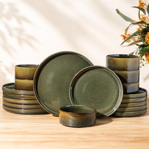 TheTerra Ceramic Dinnerware Set for 6, 18-Piece Plates and Bowls Set by TheTerra