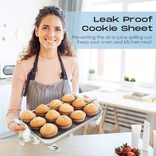 12 Pcs Metal Trays Stainless Steel Sheet Pan Baking Trays,16 X 12 X 1 Inch - Image 4