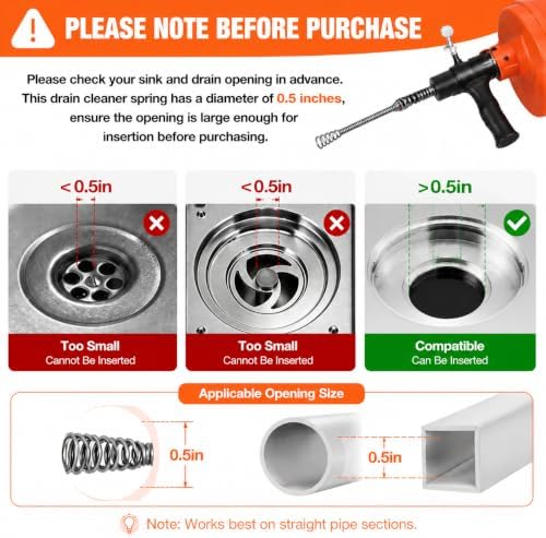 50 FT Double Mode Drain Snake Tools, 14-in-1 Drain Auger for Sink and Drain Unblocking, Plumbing Snake for Kitchen, Bathrom and Shower Sink, Snake for Real DYIs 2026 Upgraded - Image 6